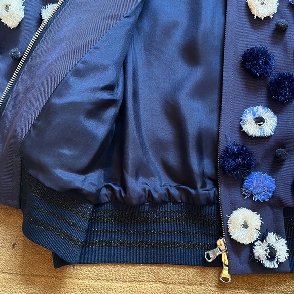 NWT 3.1 Philip Lim souvenir bomber jacket, with dandelion embellishment, size 0 - Picture 4 of 7